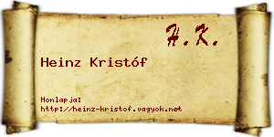 Heinz Kristóf névjegykártya